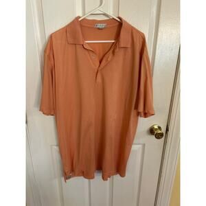 Peter Millar Peach SS Polo‎ Shirt 100% Cotton Size Large